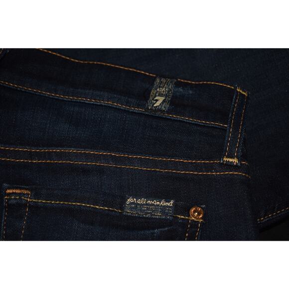 7 FOR ALL MANKIND $198 The Cropped Skinny Dark Wash Stretch Denim Jean Size 26 - Picture 3 of 4